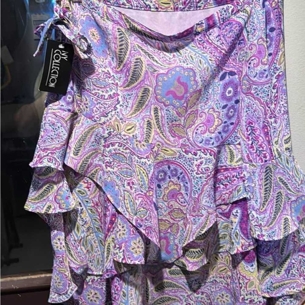 NY Collection Purple Wrap Mini Skirt